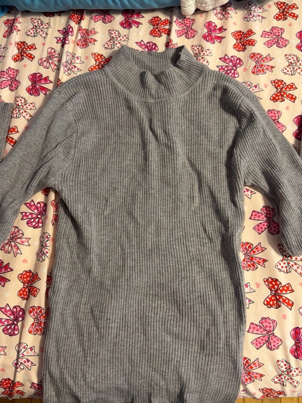 SHEIN Gray Ribbed Mock Neck Tunic
